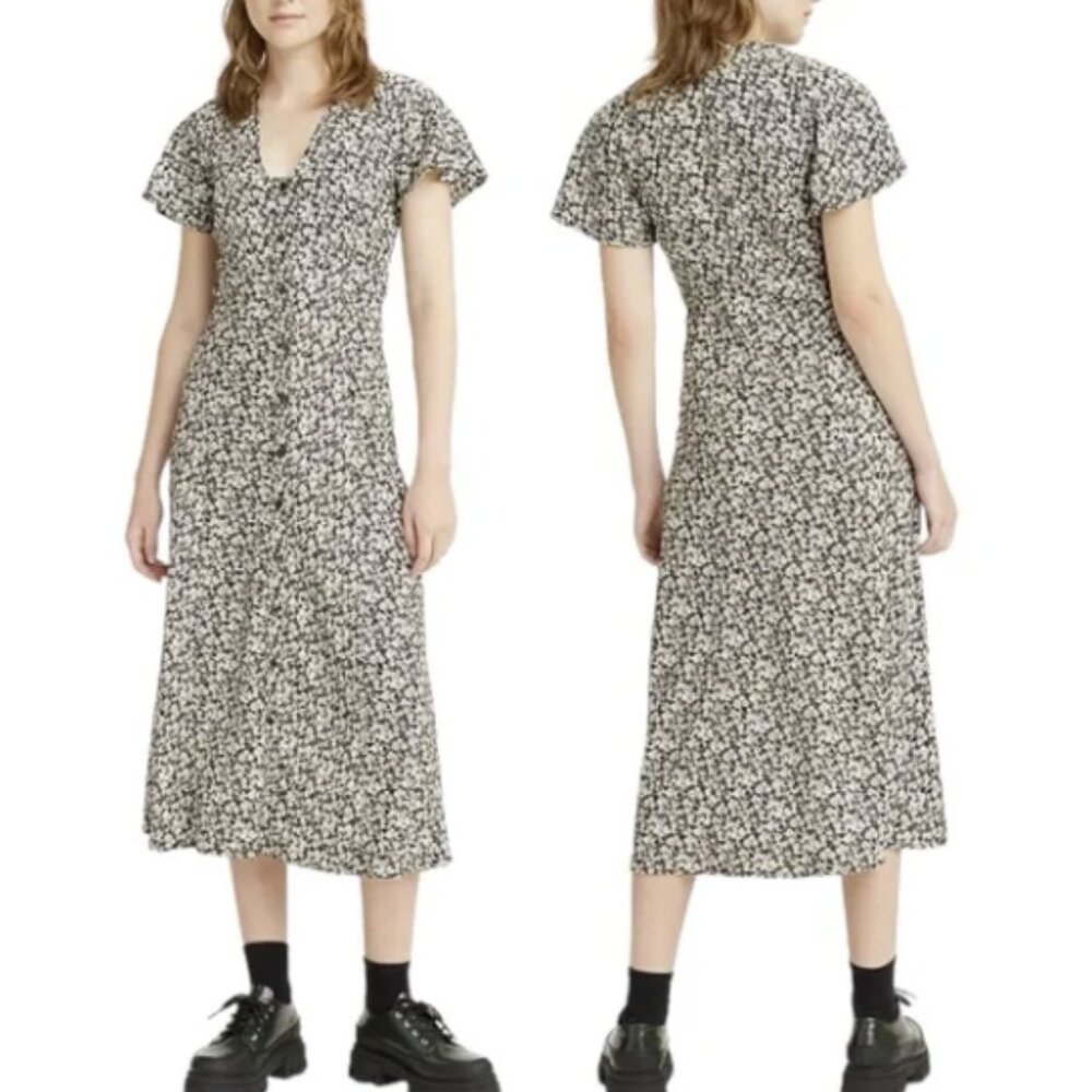 Levi's Black and White Floral Midi Dress